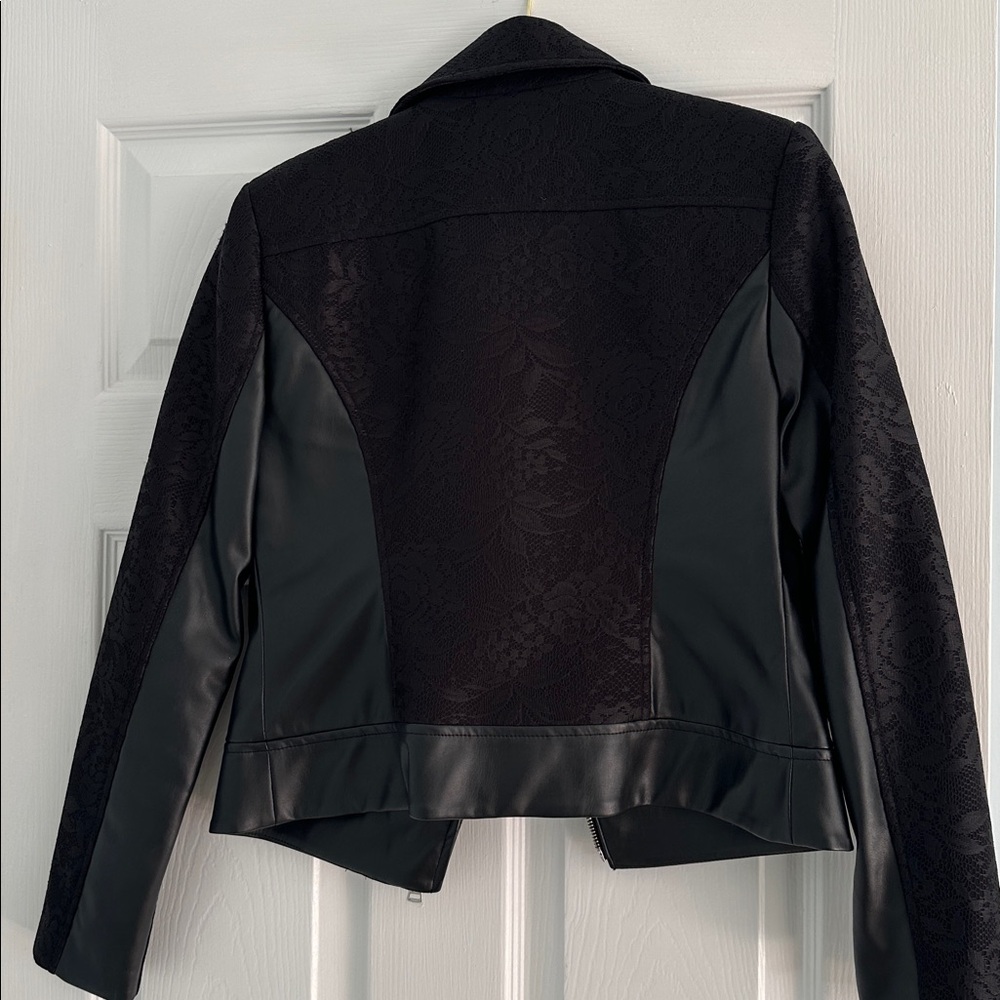 Bebe Black Textured lace and Leather Jacket - Picture 11 of 11